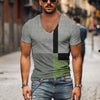 Men's Vintage T-shirt Summer 3d Striped V Neck Short Sleeve Oversized Casual Style Top Breathable Y2k Male Clothing T Shirt 2023