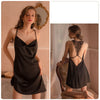 French Lace Silky Satin Sleepwear Suspender Nightdress Nightgown Home Service Deep V Beauty Back Robe Women Sexy Sleep Dress