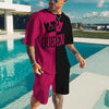 Summer Black and Red 2pk Sportswear Spades Oversize Dress Retro Beach Style 3d Printed T-shirt Men's Set T-shirt Shorts