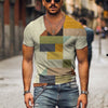 Men's Vintage T-shirt Summer 3d Striped V Neck Short Sleeve Oversized Casual Style Top Breathable Y2k Male Clothing T Shirt 2023