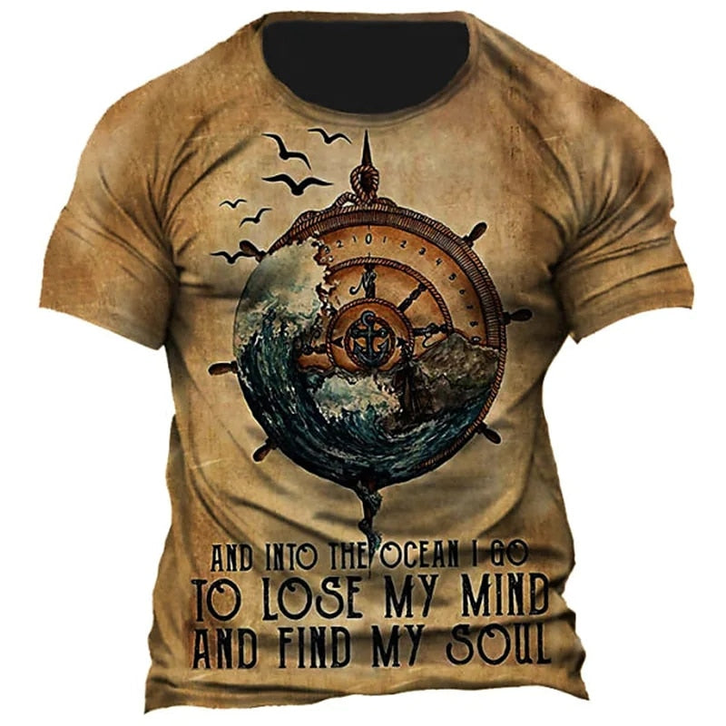 3d Vintage T Shirt For Men 2022 Navigation Men's T Shirt Oversized Short Sleeve Classic Tops Tee Shirt Man Clothing 6xl Camiseta