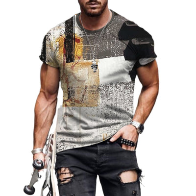 2022 Summer Men's New Shirt 3D Printing Personality Trend Youth Casual Top Summer Light and Breathable Large Size T-shirt