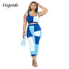 Women Crop Tank Top and Pants Patchwork Workout Outfits Sets Fashion Spliced Two Piece Tracksuit Set Casual Bodyocn Active Wear
