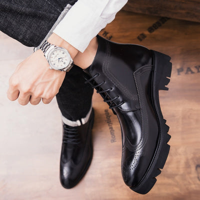 Male Patent Leather Moccasins Shoes High Top Italian Formal Dress Brogue Oxford Wedding Business Shoes Boots 2022