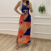 Sexy Babe Sleeveless Top & Printed Long Dress Two-Piece Set for 2023 Summer Ladies Fashion European American Women's Skirt Sets