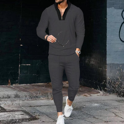 Custom Logo Slim Fit Sweatsuit Long Sleeve Two Piece Set Mens Casual Track Suit Sports Wear Jogger 2 Piece Set Outfits