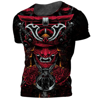 Japanese Samurai Print Tshirts for Men O-neck Short Sleeve Tops Funny Horror Men's T-shirts Clothing 2022 Fashion Streetwear Tee