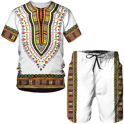 Fashion Funny Harajuku Summer Clothes For Men Leisure O-neck Short Sleeve Tees Set Outdoor Sports Top Shorts 2 Piece Outfit Sets
