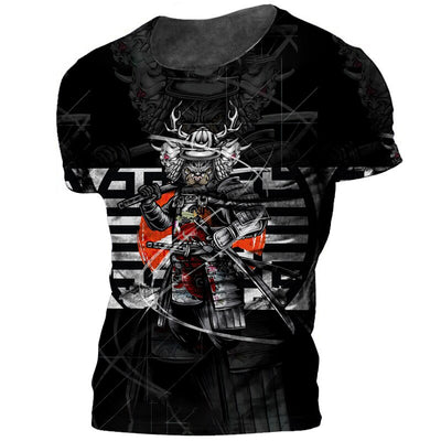 Japanese Samurai Print Tshirts for Men O-neck Short Sleeve Tops Funny Horror Men's T-shirts Clothing 2022 Fashion Streetwear Tee