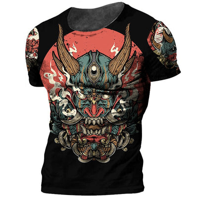Japanese Samurai Print Tshirts for Men O-neck Short Sleeve Tops Funny Horror Men's T-shirts Clothing 2022 Fashion Streetwear Tee