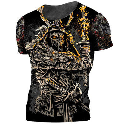 Japanese Samurai Print Tshirts for Men O-neck Short Sleeve Tops Funny Horror Men's T-shirts Clothing 2022 Fashion Streetwear Tee