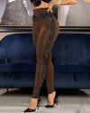 SUJYing New Fashion Spring And Summer 2023 Solid Lace Splice Hip Lifting Sweatpants Yoga Pants Tight Leggings Women's Dress