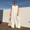 Lemongor Female Solid Color Sleeveless Wide Leg Jumpsuits Summer Fashion Loose Casual Cool Jump Suits For Women 2023 New