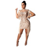 Fashion Women's Clothing With Free Shipping Mesh Sequins Birthday Party For Women Sexy Evening Night Club Party Dresses Vestido