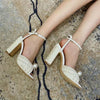 Big Pearl Gladiator Sandals Woman Open Toe Rhinestone Diamond High Heels Pumps Woman Pure Wedding Shoes