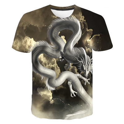 Summer Dragon 3D Printed Pattern Men's T-shirt Casual Sports O Collar Short Sleeved Shirt Hip-Hop Harajuku Oversized T Shirt 6XL
