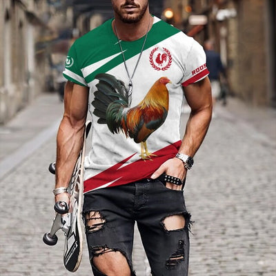 Big Rooster Animal 3D Print T Shirt Men's Loose Short Sleeve O Neck Shirt Oversized Top Summer Dress