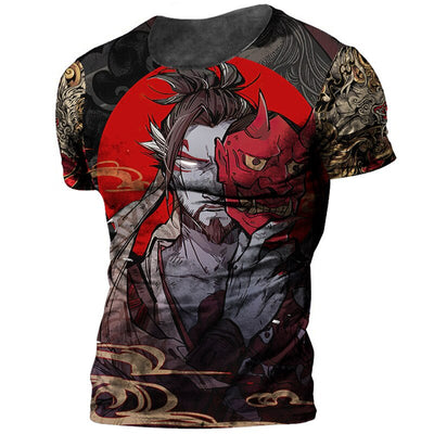 Japanese Samurai Print Tshirts for Men O-neck Short Sleeve Tops Funny Horror Men's T-shirts Clothing 2022 Fashion Streetwear Tee