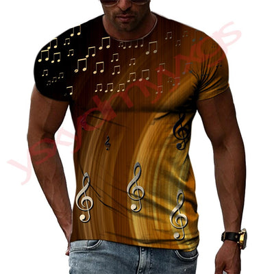 New Summer Leisure Fashion DJ Clothing Music Microphone Pattern Men T-Shirts 3D Print Hip Hop Tees Round Neck Short Sleeve Tops