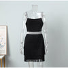 2023 Summer Female Elegant Backless Outfits Women Sexy Off Shoulder Suspender Dress Fringed Slim Celebrity Evening Party Dress