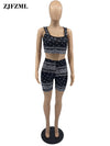 Vintage Loungewear Co-ord Outfits for Women Paisley Bandanna Print Tank Top and Skinny Sport Short Active Wear Two Piece Suits