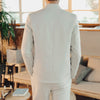 New Men's Business Casual Suit 2 Piece Chinese Vintage Style Men Wedding Embroidery Dress Clothing Blazers and Drawstring Pants