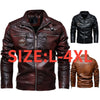 Men's Leather Jacket New Men's PU Coat Motorcycle Suit Plush Leather Coat