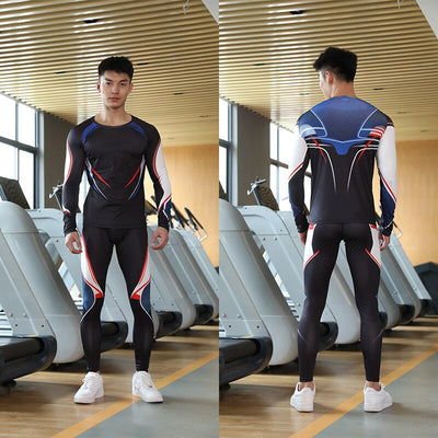 mens new outdoor fitness quick dry pants basketball elastic running fitness suit sports set track suit set men