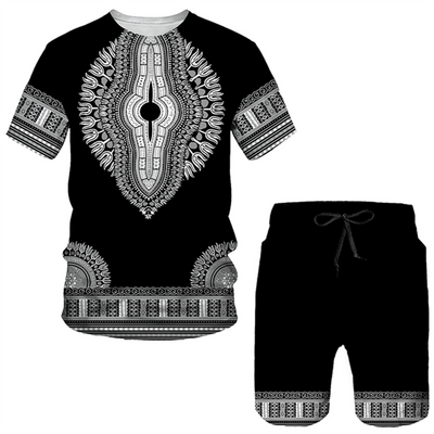 Fashion Funny Harajuku Summer Clothes For Men Leisure O-neck Short Sleeve Tees Set Outdoor Sports Top Shorts 2 Piece Outfit Sets