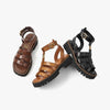 BeauToday Gladiator Sandals Women Genuine Leather Round Toe Ankle Metal Buckle Platform Summer Ladies Shoes Handmade 38215