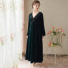 French Spring/Summer  Long Canary Fairy Nightgown Thick Home Dress with Loose Flared Sleeves