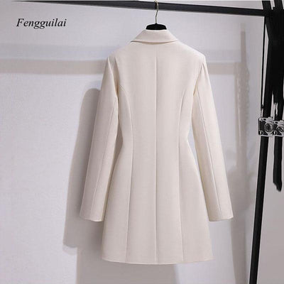 Fashion Trench Coat Dress Women 2023 New Spring Autumn Windbreaker Coat Female Oversize 4Xl Black White Belt Blazer Vintage