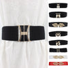 Women'S Elastic Wide Belt Golden Leaves Waist Belt Buckle Female Dress Coat Sweater Decorative Waistbands Fashion Cummerbands