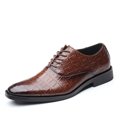 Men Crocodile Grain Leather Shoes Dress Business Office Shoe Mens Wedding Party Derby Shoes Men's Square Toe Flats Sizes 38-48