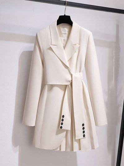 Blazer Women Trench Coat Dress Korean Fashion Women 2023 New Spring Black White Vintage Long Sleeve Top Female Oversize Jacket