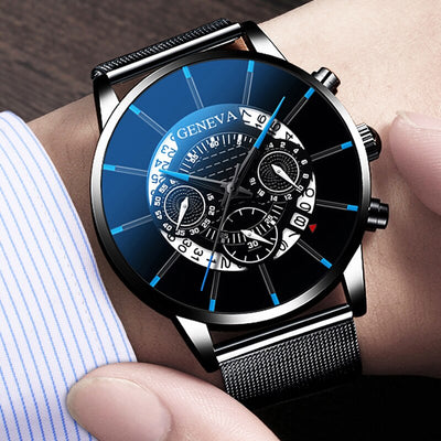 2023 New Men's Fashion Business Watches for Men Golden Stainless Steel Watch Mesh Strap Casual Quartz Wrist Watch reloj hombre