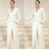 Women's Suits 2 Pieces Elegant Double Breasted Long Coat Women Slim Fit Party Dress Blazer Pants